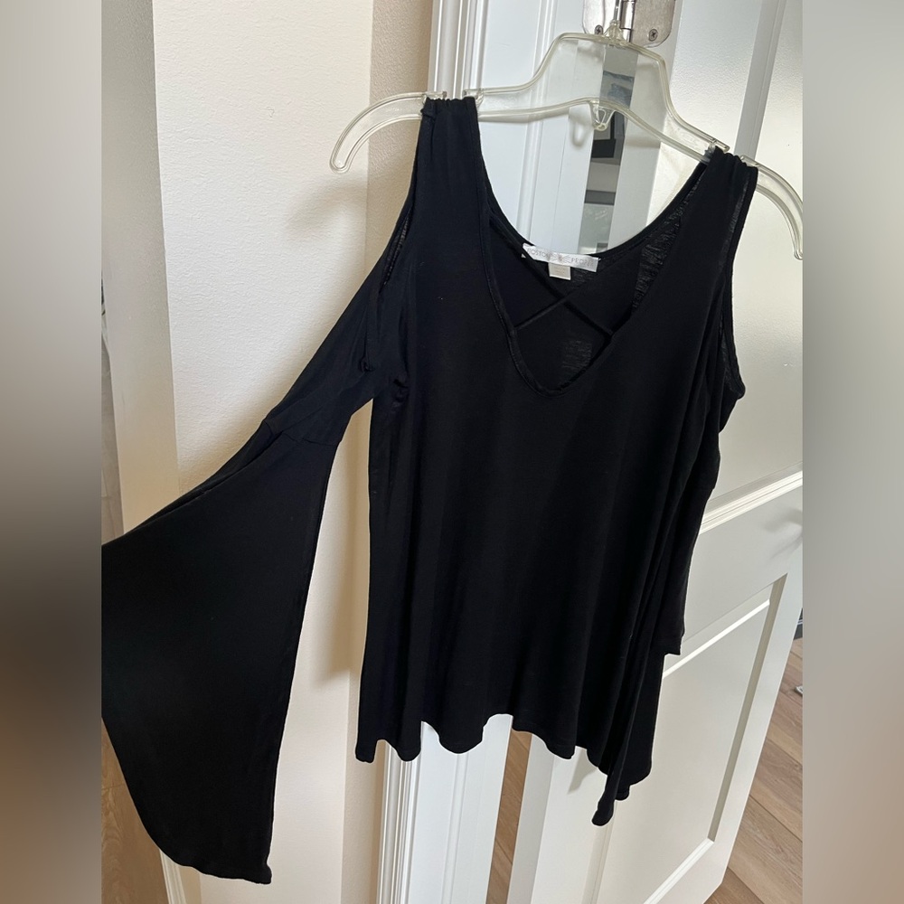 Boston Proper Cold Shoulder Cross Front Top